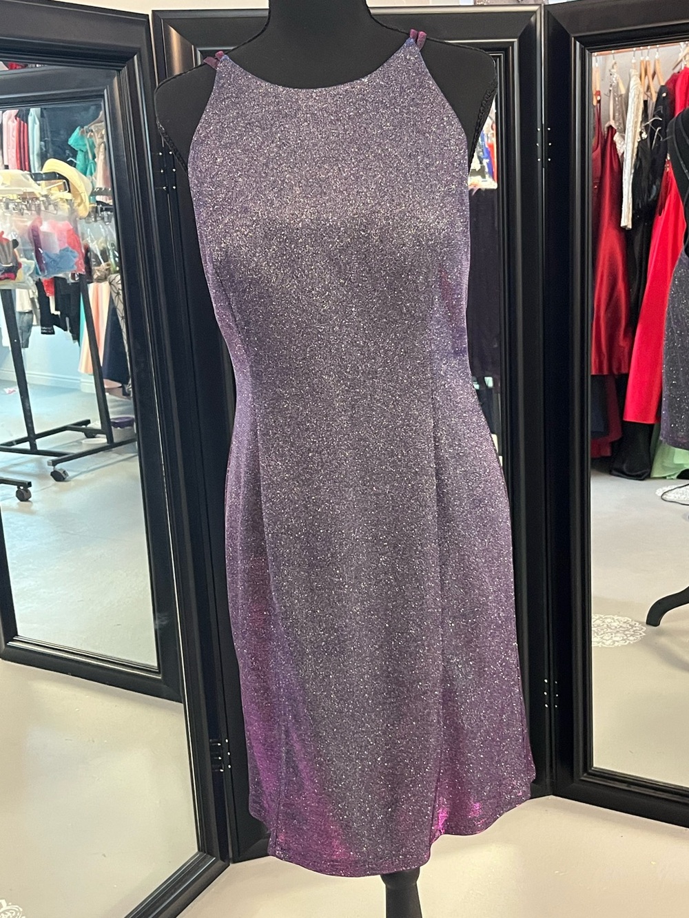 Shimmering Purple Halter Prom Dress